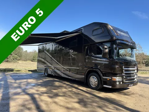 Scania P P380 20,5T ROELOFSEN 6-paards paardenvrachtwagen Slide-out + Pop-up living!