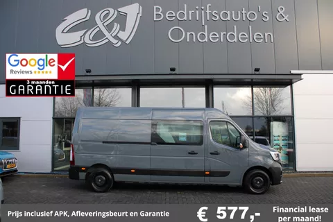 Renault Master T35 2.3 dCi 150 L3H2 Dubbele cabine 7 persoons airco navi lease 577,- per maand.