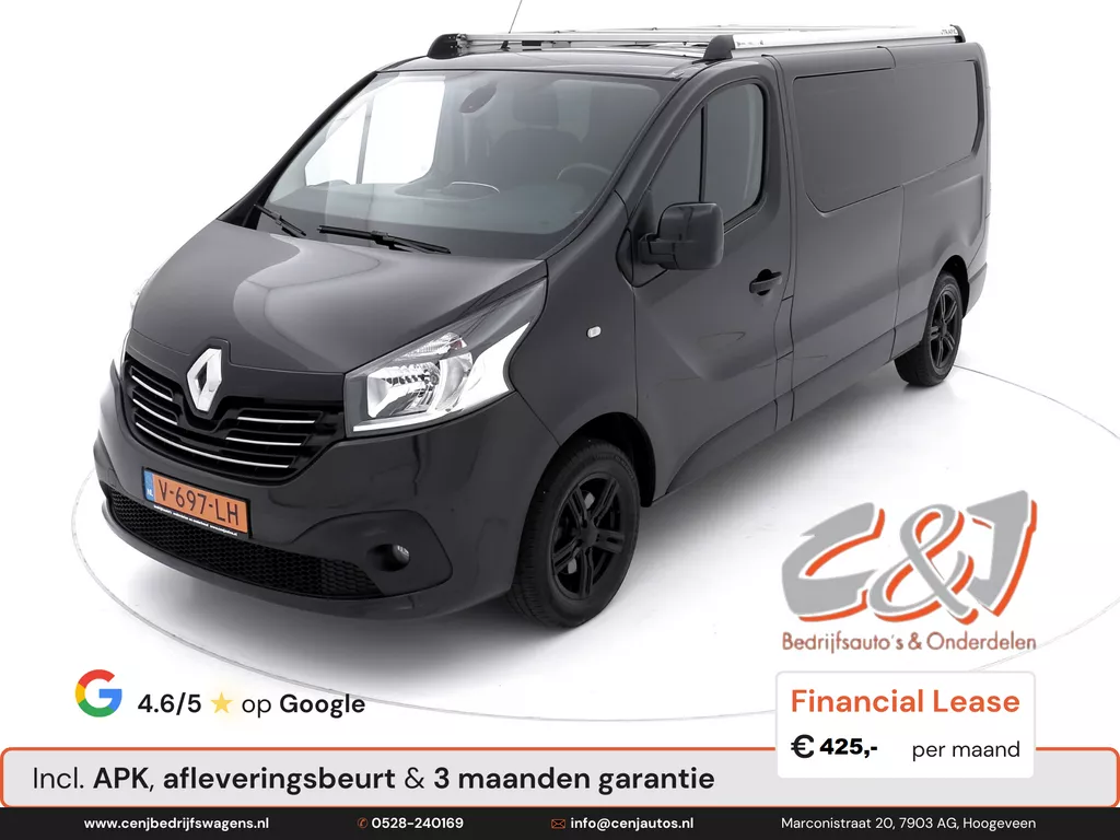Renault Trafic 1.6 dCi T29 L2H1 Dubbele Cabine Luxe airco cruise navi lease 425,- p/md